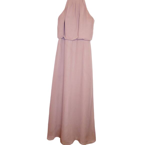 Sorella Vita rose pink spaghetti strap blouson full length chiffon gown Size 12 - Picture 2 of 11